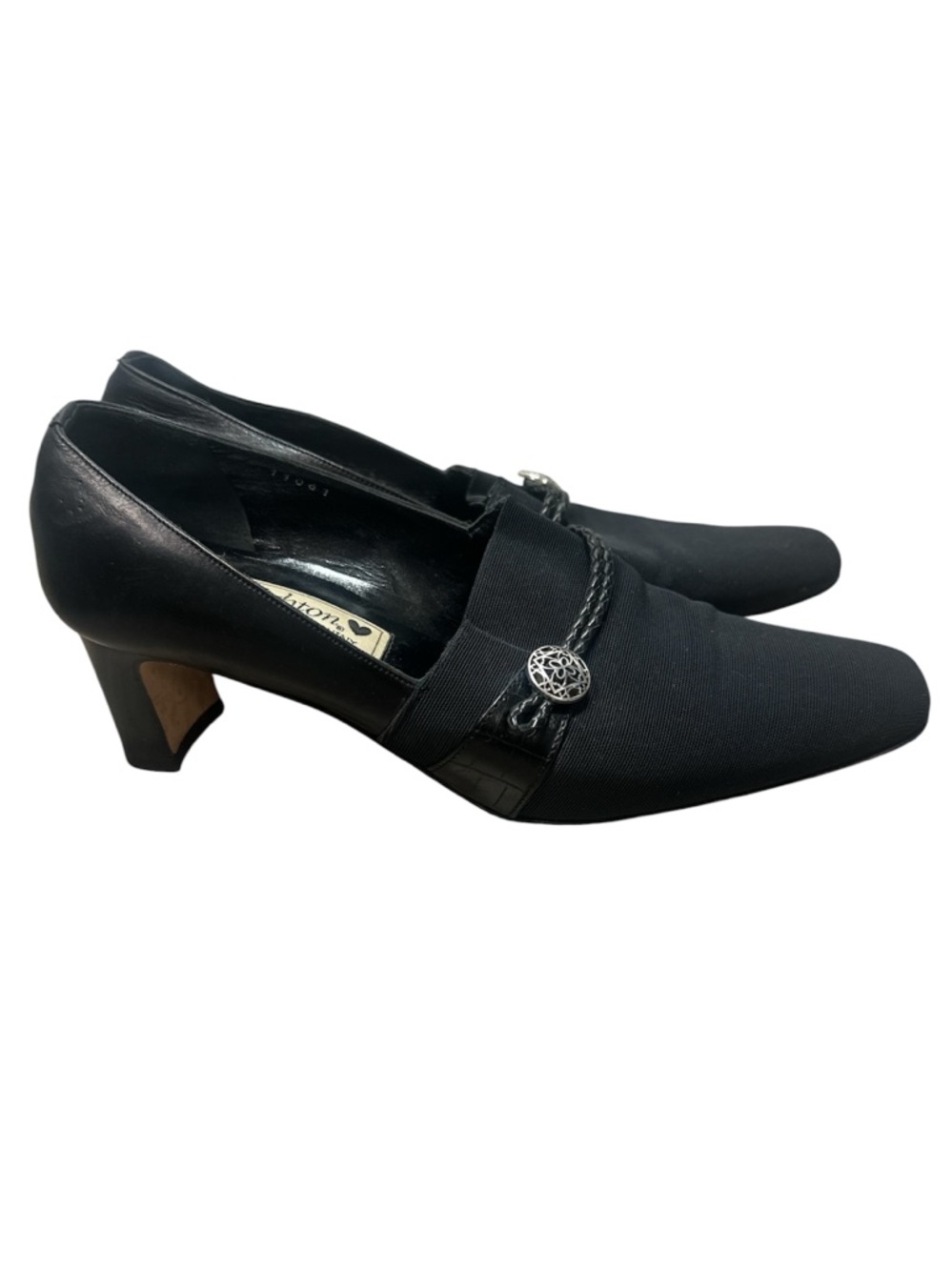 Brighton Quincy Vintage Black Women's Low Heel Slip-On Pumps